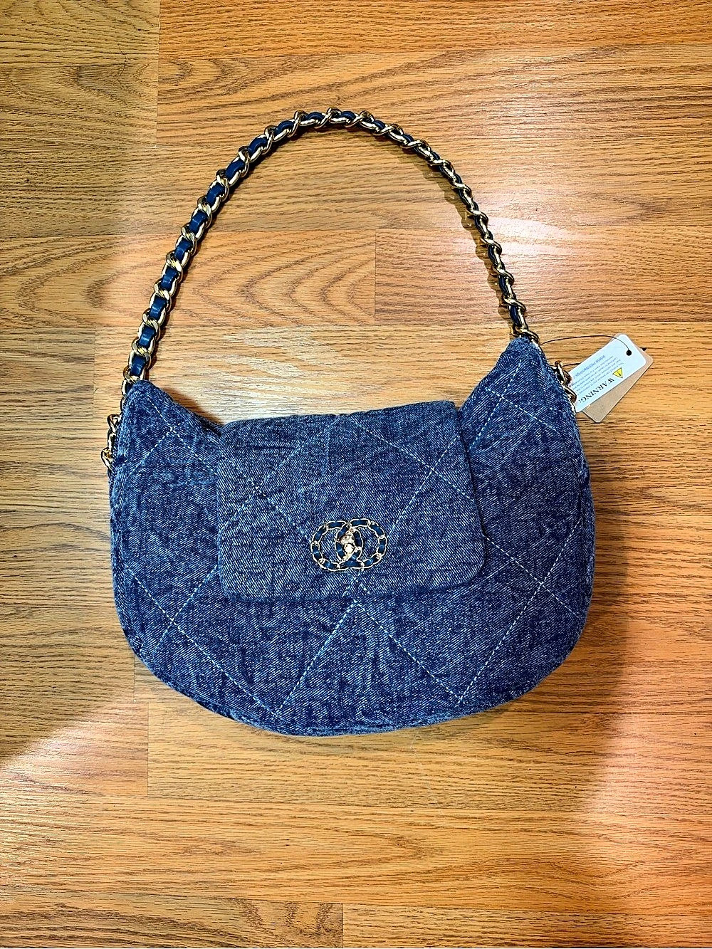 Denim Quilted Shoulder Bag denim blue